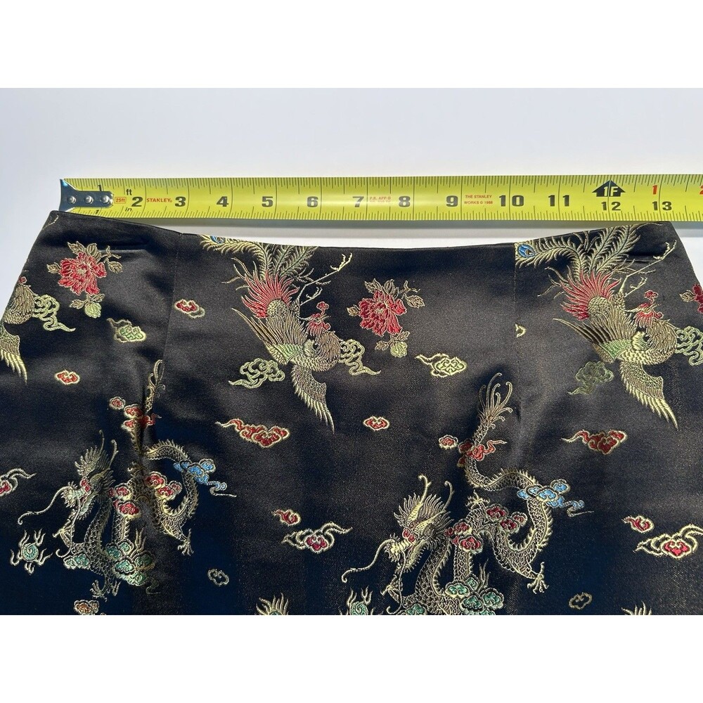 Karen Kane Women’s Black Silk Blend Pencil Skirt Size 4 26X24 Asian Dragon Motif - Picture 7 of 8